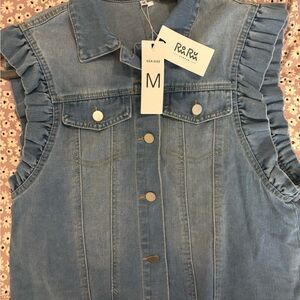 Ruffled Denim Vest